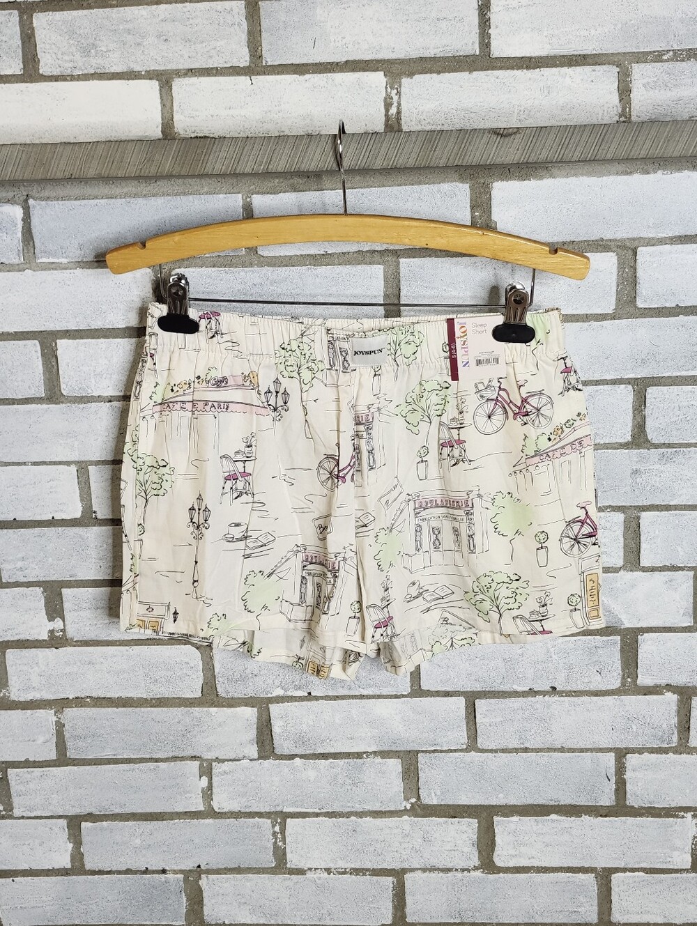 • NWT Joyspun Womens Woven Pajama Boxer Shorts Paris Cafe Print Size Small 4-6